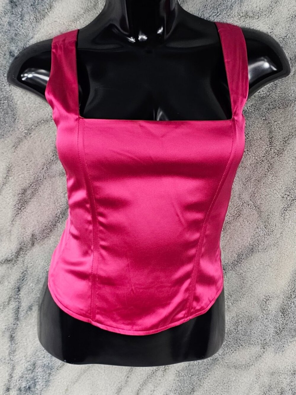 Torrid 00 M/L 10 Hot Pink Satin Sleeveless Lined Corset Top Zip Up Cropped Top